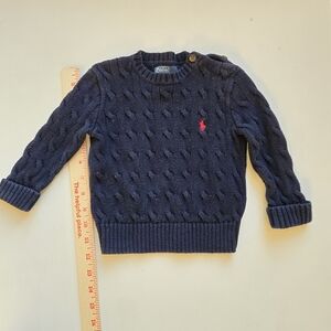 Ralph Lauren Polo Navy Cable Knit Crewneck Sweater Baby 18M